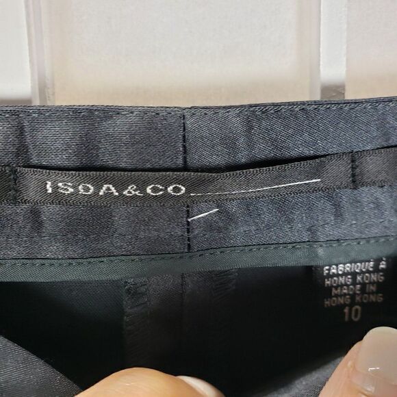 ISDA & Co. Black High Rise Satin- Like Trouser Slacks Pants Size 10 - Picture 3 of 7